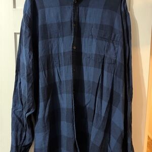 Blue Plaid Flannel Button-Down